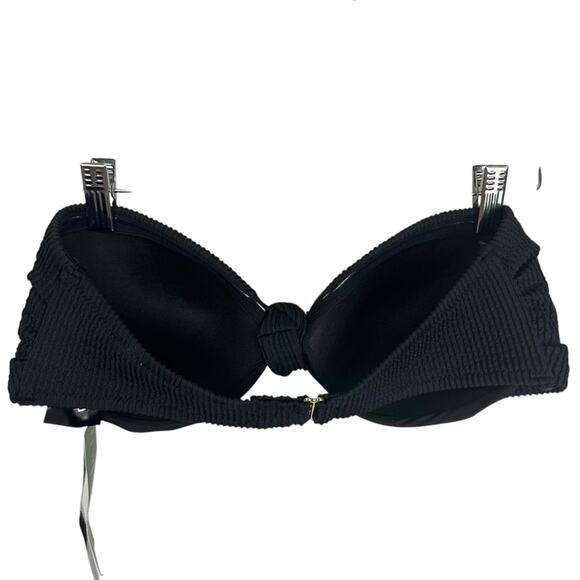 NWT H&M Black Textured Tie Knot Bandeau Bikini Top Size 10 - Picture 3 of 7